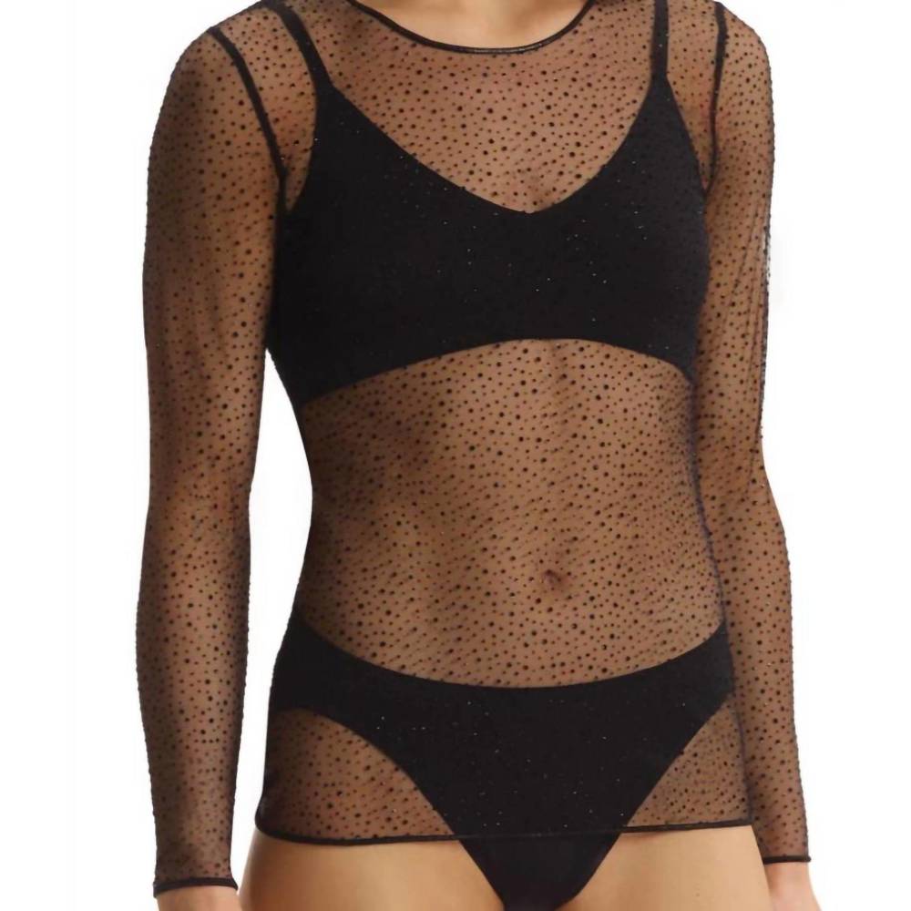 NEW COMMANDO mesh long sleeve top in black